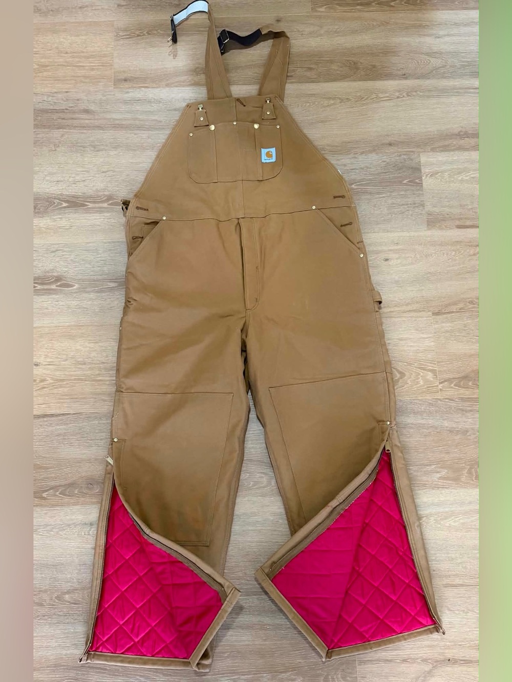 NEW Carhartt Quilted Lined Duck Bib Overalls Men 46x32 Double Knee R02 BRN Brown